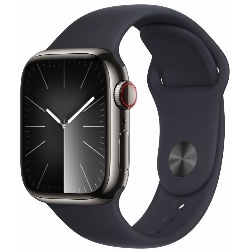 Умные часы Apple Watch Series 9 41 мм, S/M 130-180 мм, Stainless Steel Case with Sport Band, Graphite/Midnight