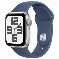 Умные часы Apple Watch Series SE Gen 2 44 мм Aluminium Case, Silver/Denim Sport Band, серебристый/деним - M/L