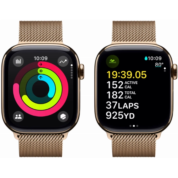 Умные часы Apple Watch Series 10 46 мм, S/M 130-180 мм, Titanium Case Cellular, Milanese Loop, Gold
