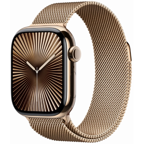 Умные часы Apple Watch Series 10 46 мм, S/M 130-180 мм, Titanium Case Cellular, Milanese Loop, Gold