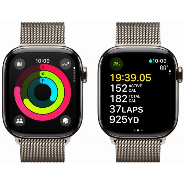 Умные часы Apple Watch Series 10 46 мм, M/L 140-245 мм, Titanium Case Cellular, Milanese Loop, Natural