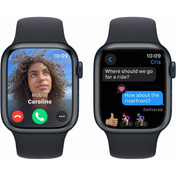 Умные часы Apple Watch Series 9 41 мм, S/M 130-180 мм, Aluminium Case with Sport Band, Midnight