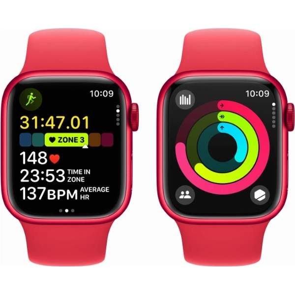 Умные часы Apple Watch Series 9 41 мм, S/M 130-180 мм, Aluminium Case with Sport Band, Red